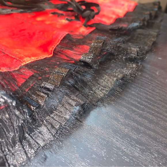 Sexy Red Satin and Black Lace and Embellishment Corset - Picture 12 of 12